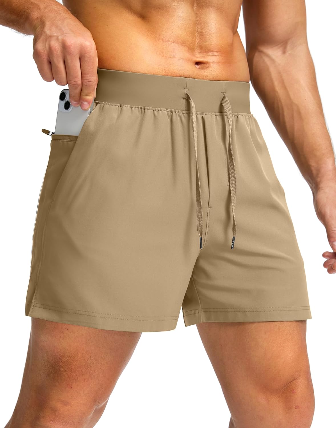 Soothfeel Men's Running Shorts with Zipper Pockets 9"/ 7"/ 5" Quick Dry Eight Basketball Gym Workout Athletic Shorts