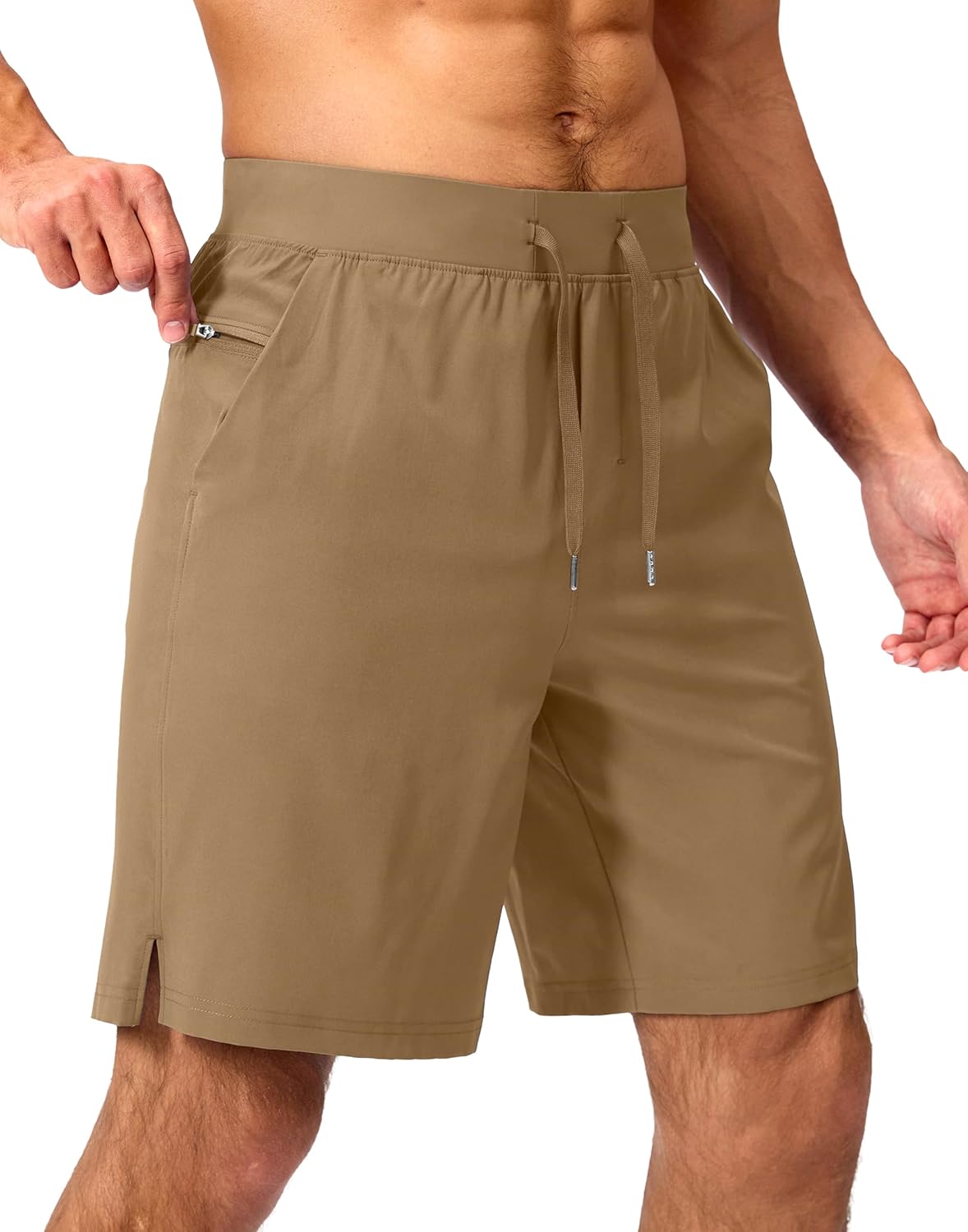 Soothfeel Men's Running Shorts with Zipper Pockets 9"/ 7"/ 5" Quick Dry Eight Basketball Gym Workout Athletic Shorts