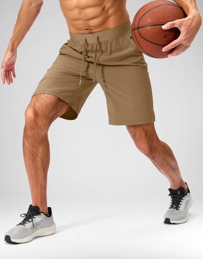 Soothfeel Men's Running Shorts with Zipper Pockets 9"/ 7"/ 5" Quick Dry Eight Basketball Gym Workout Athletic Shorts
