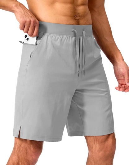 Soothfeel Men's Running Shorts with Zipper Pockets 9"/ 7"/ 5" Quick Dry Eight Basketball Gym Workout Athletic Shorts