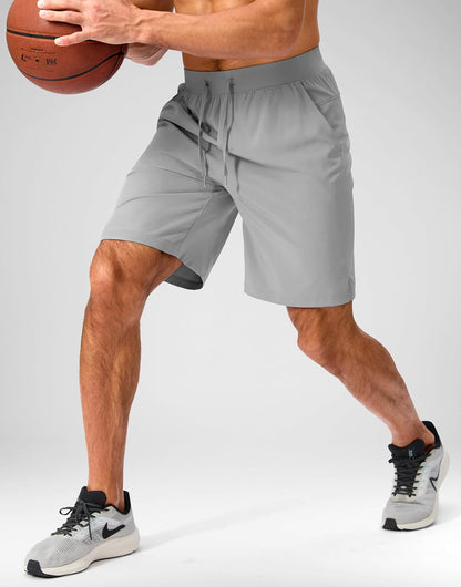 Soothfeel Men's Running Shorts with Zipper Pockets 9"/ 7"/ 5" Quick Dry Eight Basketball Gym Workout Athletic Shorts