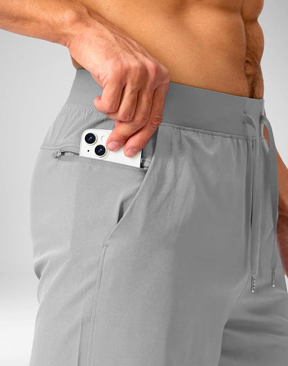 Soothfeel Men's Running Shorts with Zipper Pockets 9"/ 7"/ 5" Quick Dry Eight Basketball Gym Workout Athletic Shorts
