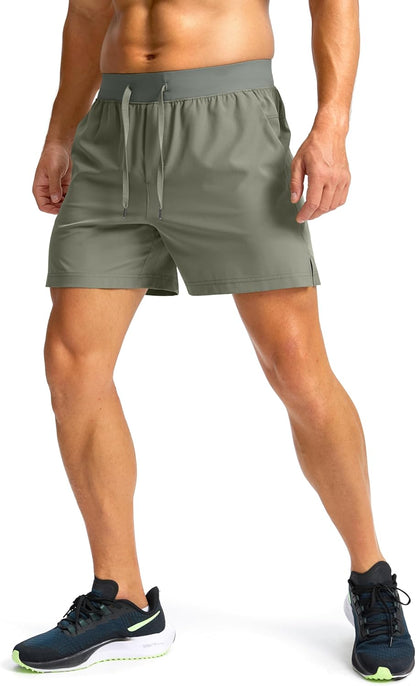 Soothfeel Men's Running Shorts with Zipper Pockets 9"/ 7"/ 5" Quick Dry Eight Basketball Gym Workout Athletic Shorts