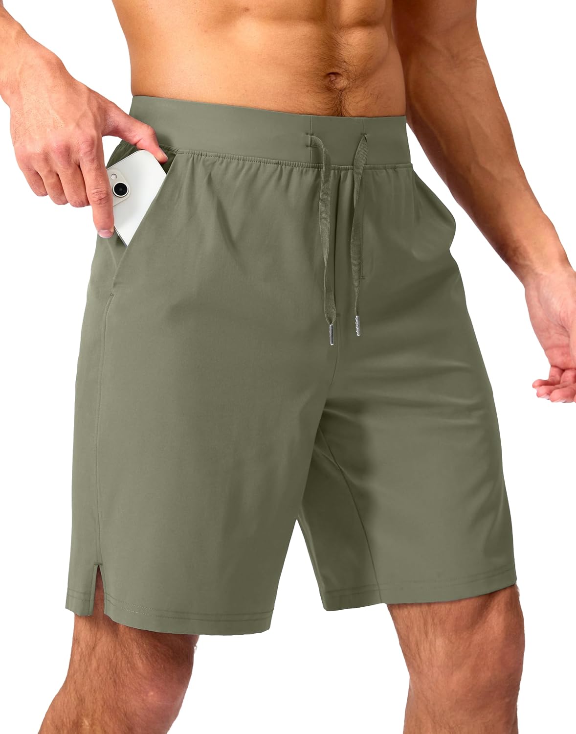 Soothfeel Men's Running Shorts with Zipper Pockets 9"/ 7"/ 5" Quick Dry Eight Basketball Gym Workout Athletic Shorts