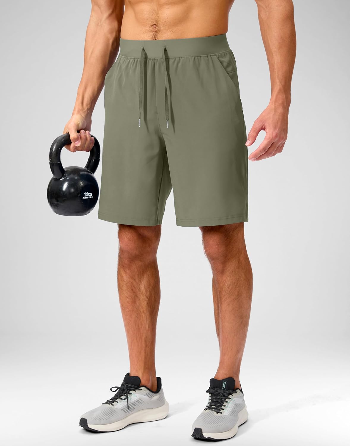 Soothfeel Men's Running Shorts with Zipper Pockets 9"/ 7"/ 5" Quick Dry Eight Basketball Gym Workout Athletic Shorts