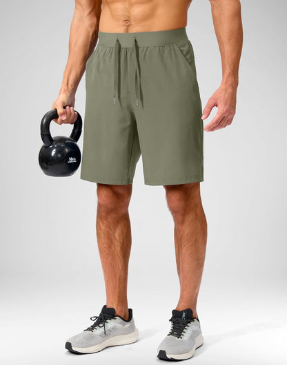 Soothfeel Men's Running Shorts with Zipper Pockets 9"/ 7"/ 5" Quick Dry Eight Basketball Gym Workout Athletic Shorts