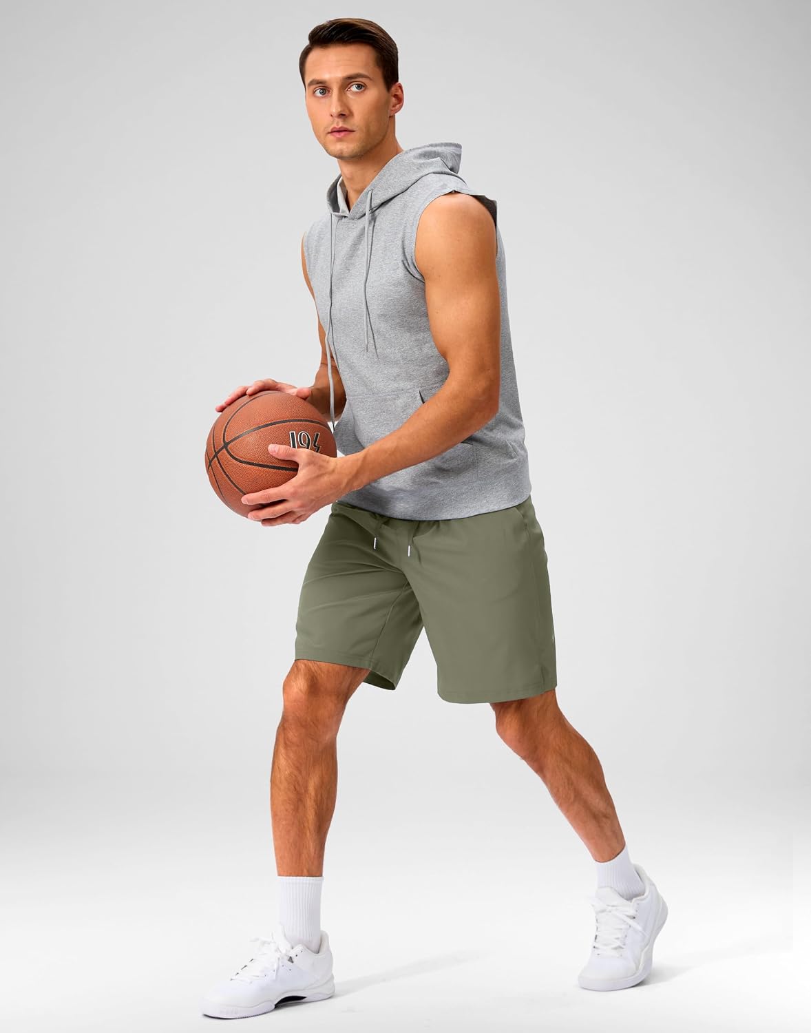Soothfeel Men's Running Shorts with Zipper Pockets 9"/ 7"/ 5" Quick Dry Eight Basketball Gym Workout Athletic Shorts