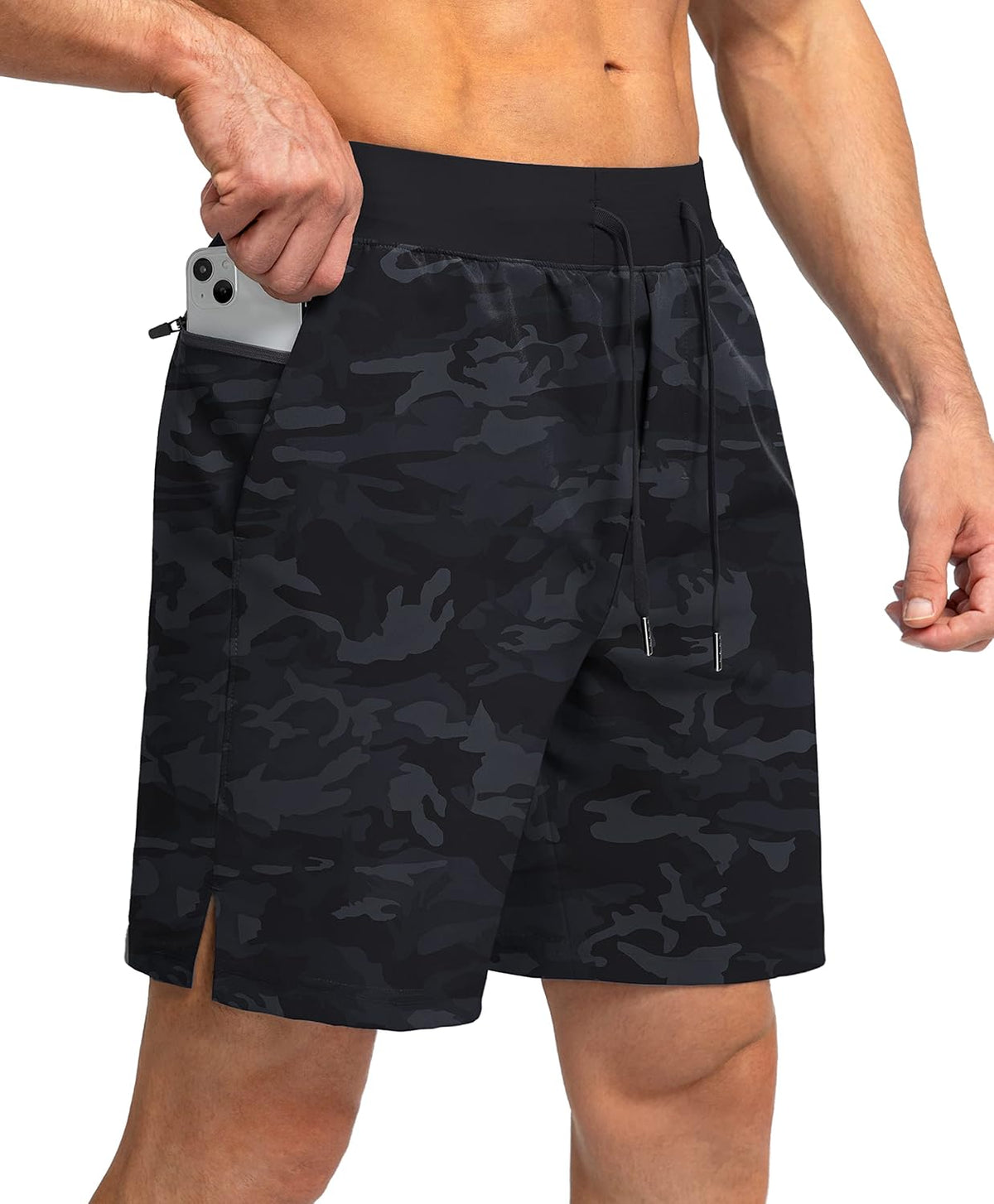 Soothfeel Men's Running Shorts with Zipper Pockets 9"/ 7"/ 5" Quick Dry Eight Basketball Gym Workout Athletic Shorts