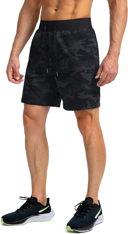 Soothfeel Men's Running Shorts with Zipper Pockets 9"/ 7"/ 5" Quick Dry Eight Basketball Gym Workout Athletic Shorts
