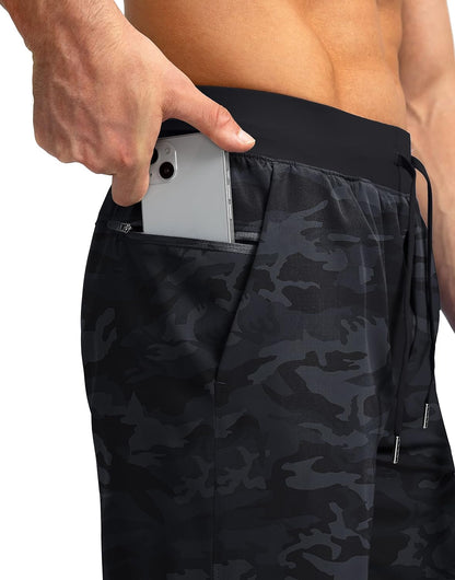Soothfeel Men's Running Shorts with Zipper Pockets 9"/ 7"/ 5" Quick Dry Eight Basketball Gym Workout Athletic Shorts