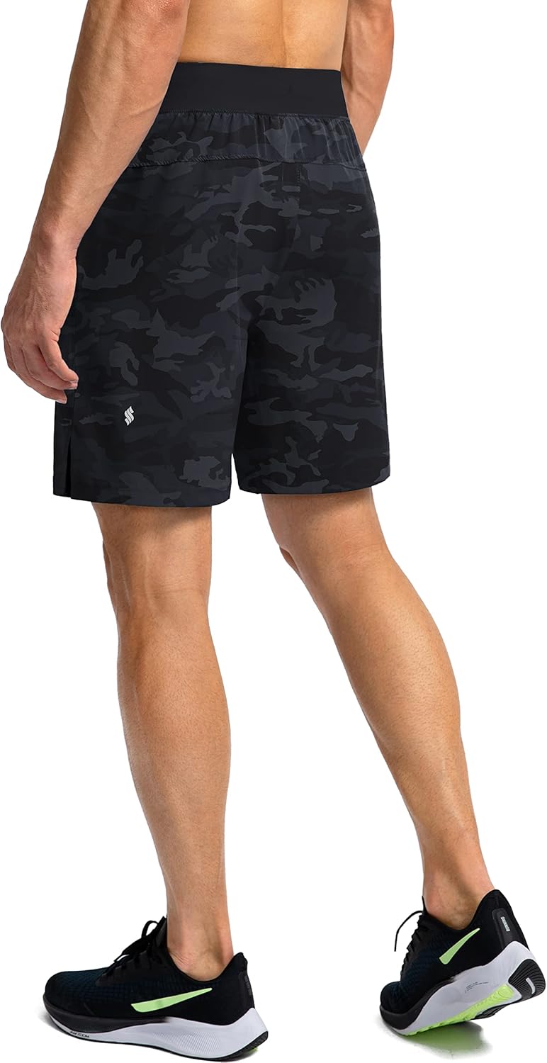 Soothfeel Men's Running Shorts with Zipper Pockets 9"/ 7"/ 5" Quick Dry Eight Basketball Gym Workout Athletic Shorts
