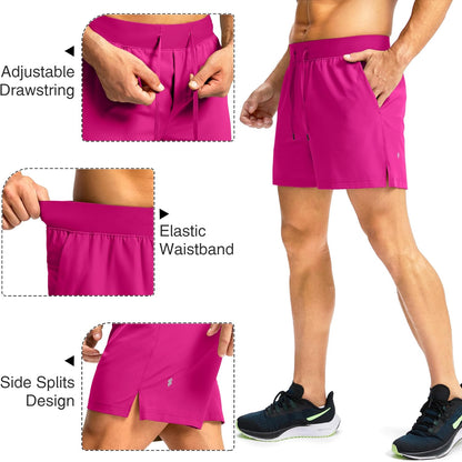 Soothfeel Men's Running Shorts with Zipper Pockets 9"/ 7"/ 5" Quick Dry Eight Basketball Gym Workout Athletic Shorts