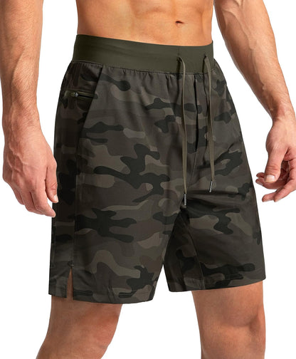 Soothfeel Men's Running Shorts with Zipper Pockets 9"/ 7"/ 5" Quick Dry Eight Basketball Gym Workout Athletic Shorts