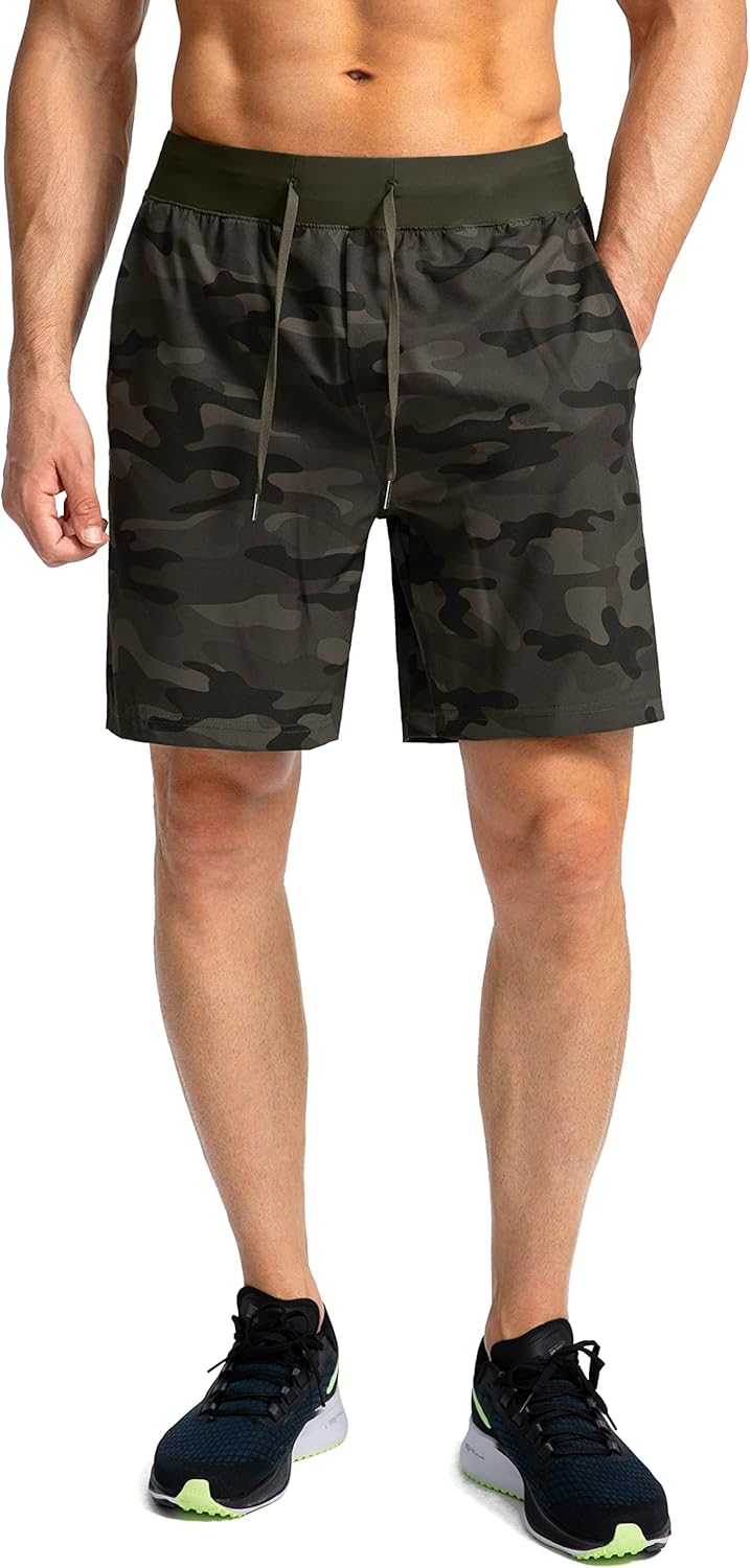 Soothfeel Men's Running Shorts with Zipper Pockets 9"/ 7"/ 5" Quick Dry Eight Basketball Gym Workout Athletic Shorts