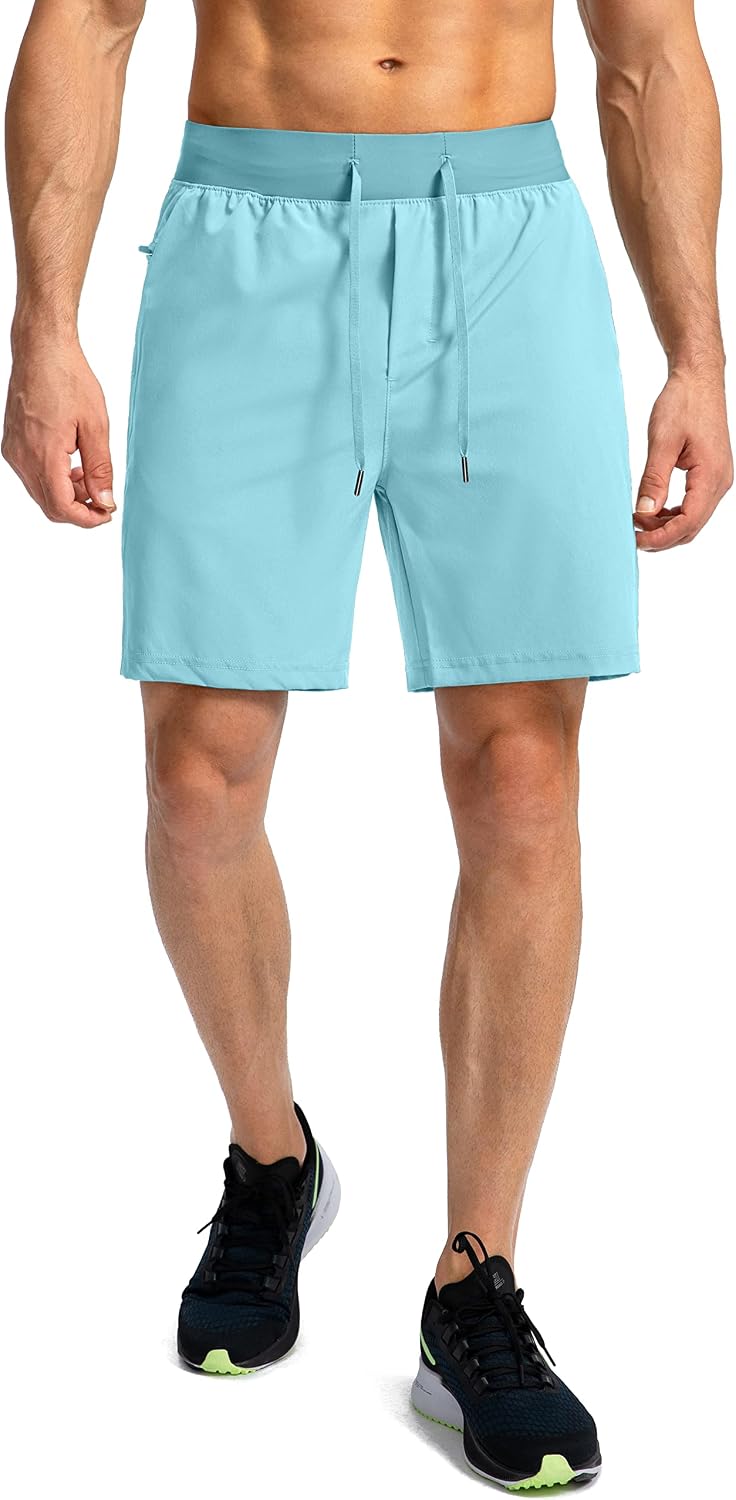 Soothfeel Men's Running Shorts with Zipper Pockets 9"/ 7"/ 5" Quick Dry Eight Basketball Gym Workout Athletic Shorts