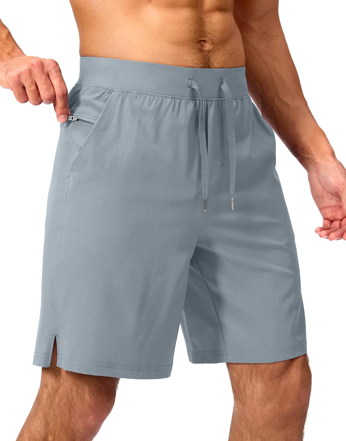 Soothfeel Men's Running Shorts with Zipper Pockets 9"/ 7"/ 5" Quick Dry Eight Basketball Gym Workout Athletic Shorts