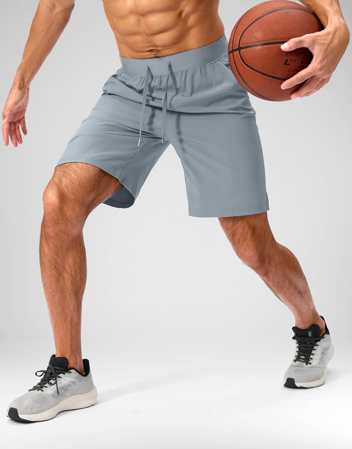 Soothfeel Men's Running Shorts with Zipper Pockets 9"/ 7"/ 5" Quick Dry Eight Basketball Gym Workout Athletic Shorts