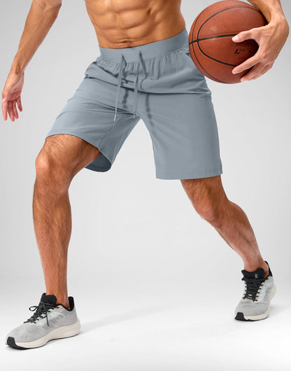 Soothfeel Men's Running Shorts with Zipper Pockets 9"/ 7"/ 5" Quick Dry Eight Basketball Gym Workout Athletic Shorts