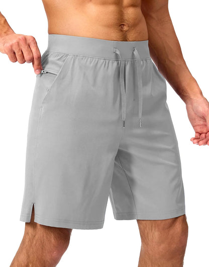 Soothfeel Men's Running Shorts with Zipper Pockets 9"/ 7"/ 5" Quick Dry Eight Basketball Gym Workout Athletic Shorts