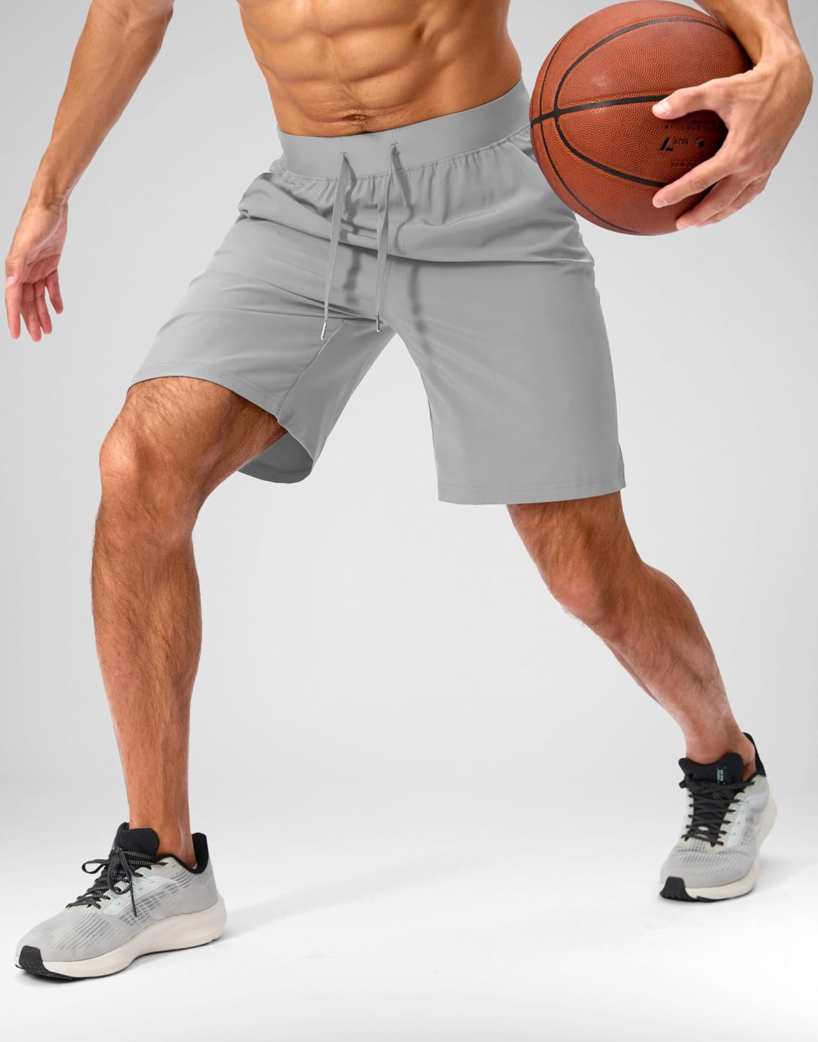 Soothfeel Men's Running Shorts with Zipper Pockets 9"/ 7"/ 5" Quick Dry Eight Basketball Gym Workout Athletic Shorts