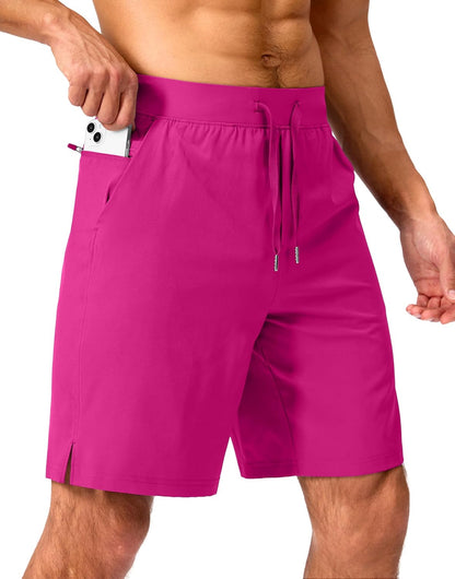 Soothfeel Men's Running Shorts with Zipper Pockets 9"/ 7"/ 5" Quick Dry Eight Basketball Gym Workout Athletic Shorts