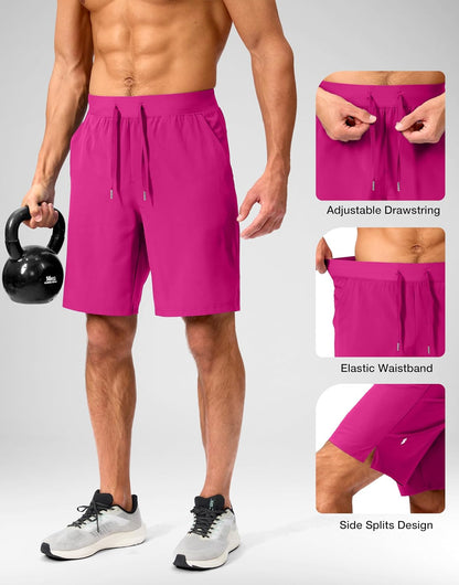 Soothfeel Men's Running Shorts with Zipper Pockets 9"/ 7"/ 5" Quick Dry Eight Basketball Gym Workout Athletic Shorts