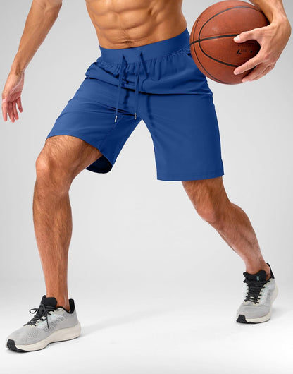 Soothfeel Men's Running Shorts with Zipper Pockets 9"/ 7"/ 5" Quick Dry Eight Basketball Gym Workout Athletic Shorts