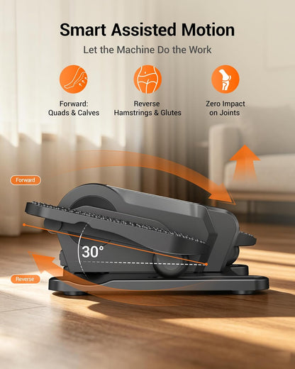 Under Desk Elliptical Machine Seated Pedal Exerciser | Quiet Leg Exerciser While Sitting, Mini Portable Leg Exercise Machine with Remote, Adjustable 12-Speeds, Manual & Auto Mode