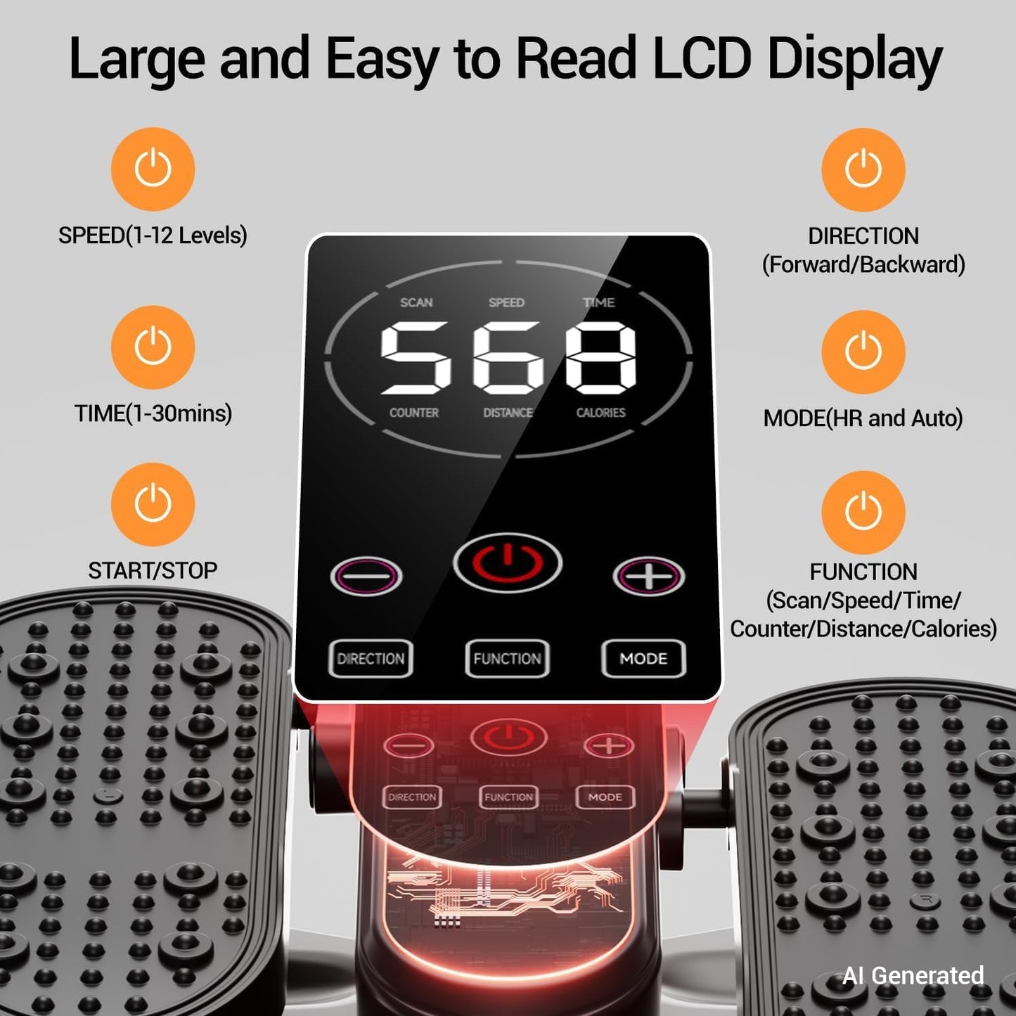 Under Desk Elliptical Machine Seated Pedal Exerciser | Quiet Leg Exerciser While Sitting, Mini Portable Leg Exercise Machine with Remote, Adjustable 12-Speeds, Manual & Auto Mode