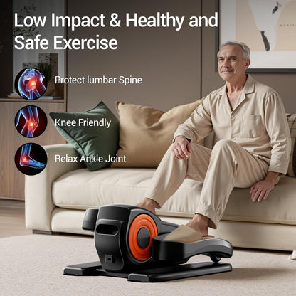 Under Desk Elliptical Machine Seated Pedal Exerciser | Quiet Leg Exerciser While Sitting, Mini Portable Leg Exercise Machine with Remote, Adjustable 12-Speeds, Manual & Auto Mode