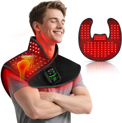 Red Light Therapy for Neck Shoulder 118 LEDs with Heat & Vibration