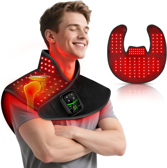 Red Light Therapy for Neck Shoulder 118 LEDs with Heat & Vibration