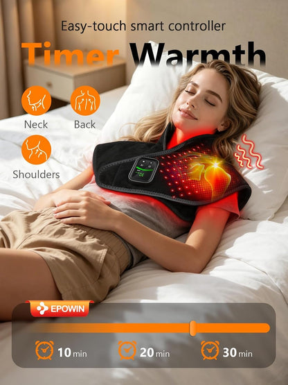 Red Light Therapy for Neck Shoulder 118 LEDs with Heat & Vibration