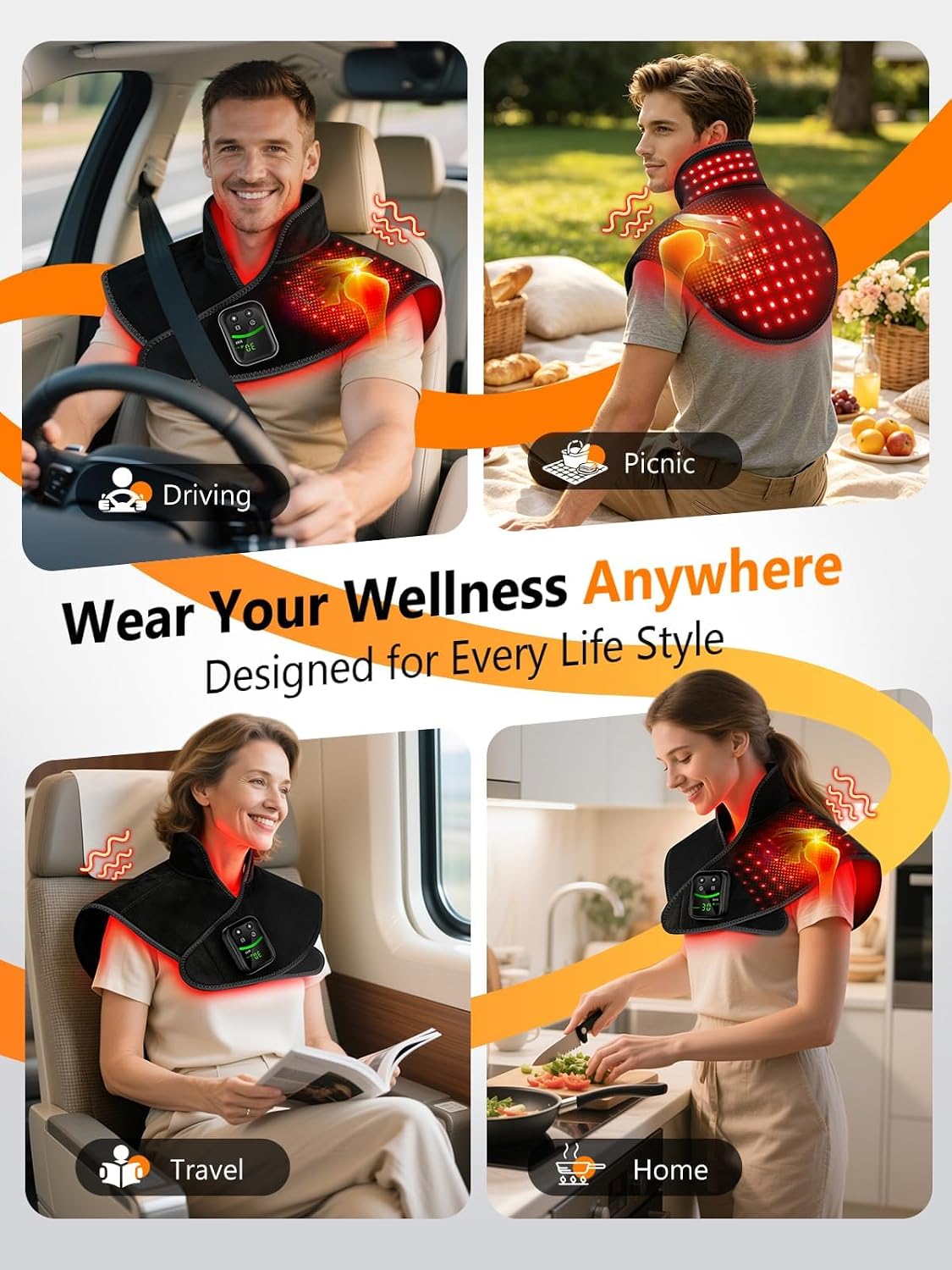 Red Light Therapy for Neck Shoulder 118 LEDs with Heat & Vibration