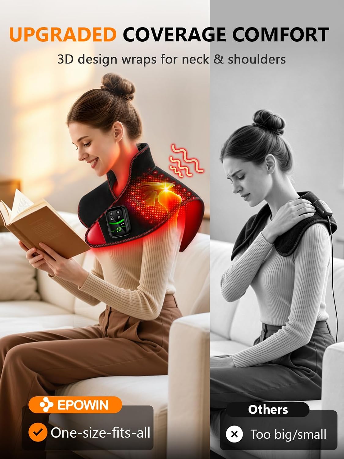 Red Light Therapy for Neck Shoulder 118 LEDs with Heat & Vibration