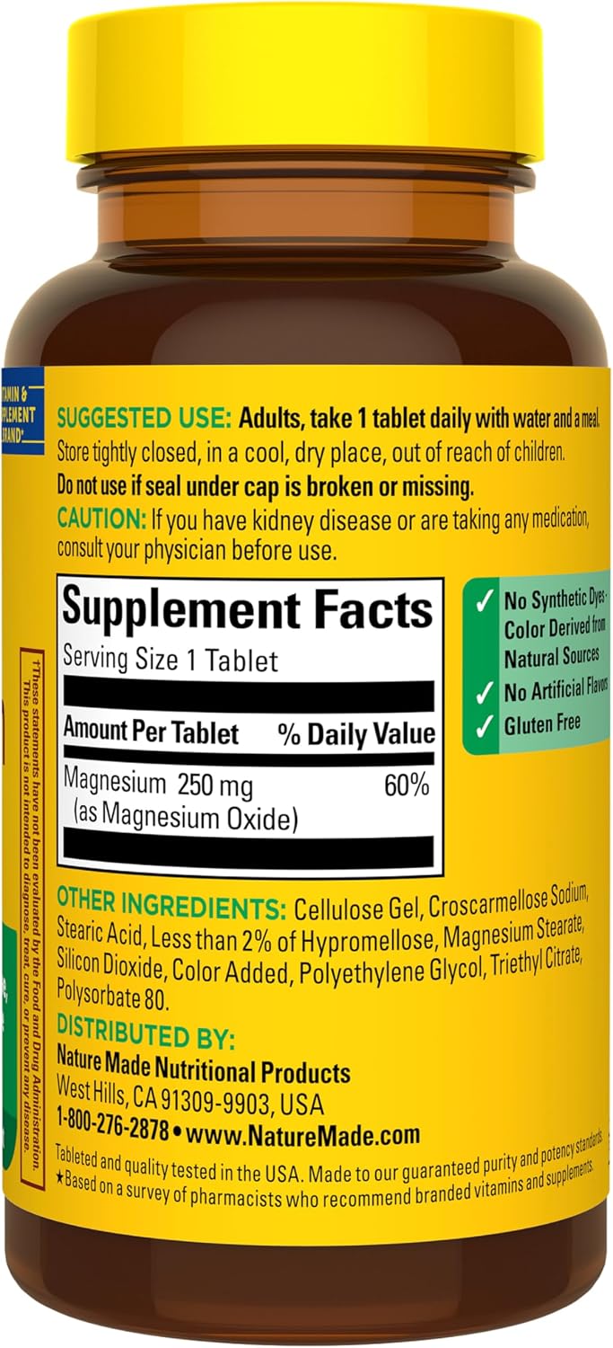 Nature Made Magnesium Oxide 250 mg, 100 Tablets