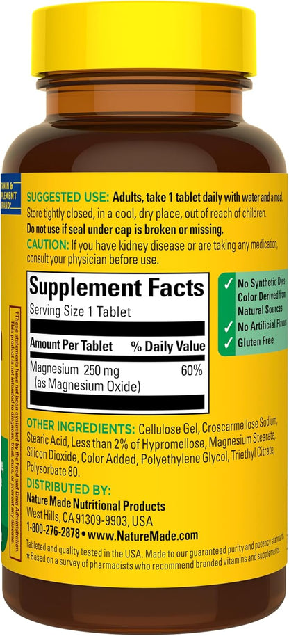 Nature Made Magnesium Oxide 250 mg, 100 Tablets