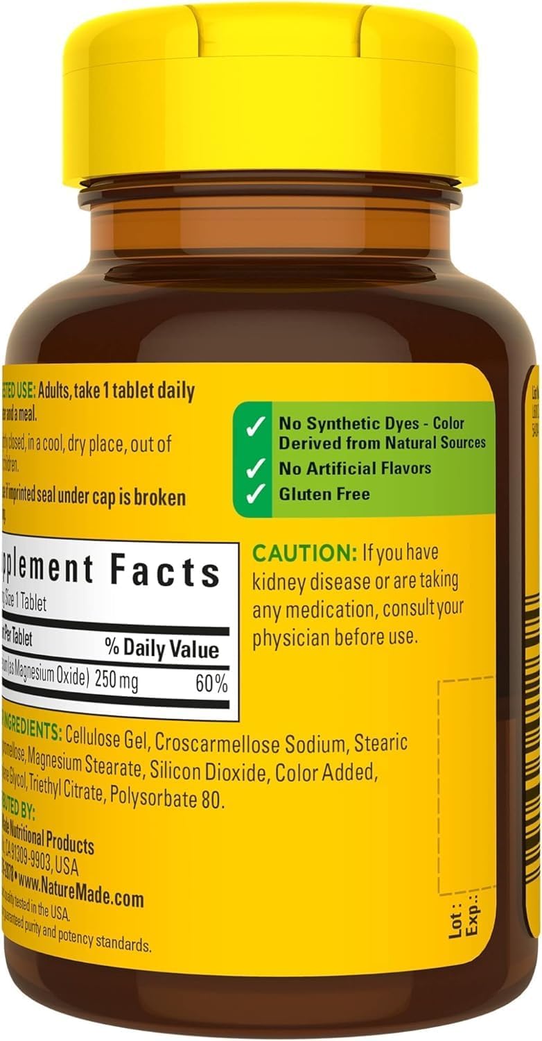 Nature Made Magnesium Oxide 250 mg, 100 Tablets