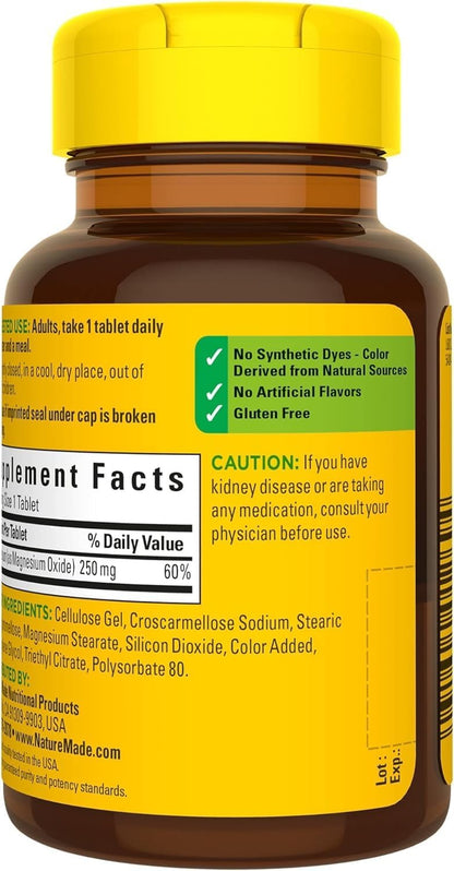 Nature Made Magnesium Oxide 250 mg, 100 Tablets