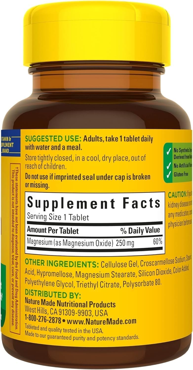 Nature Made Magnesium Oxide 250 mg, 100 Tablets