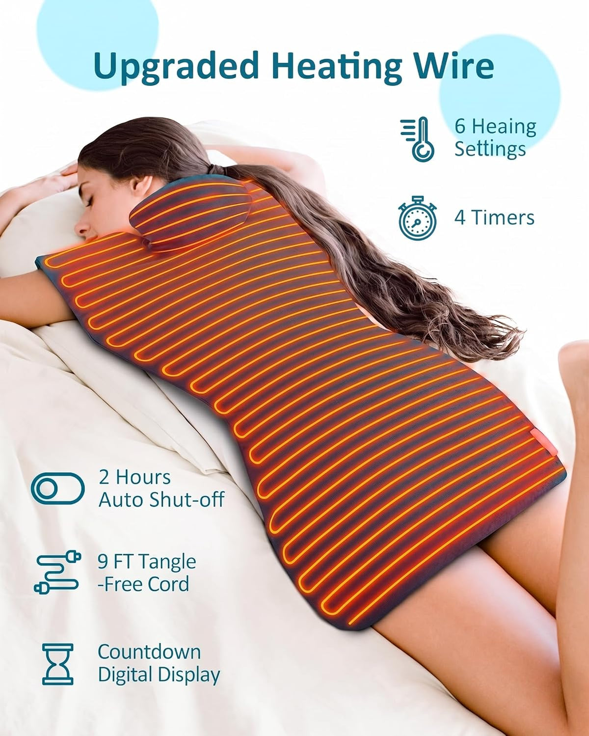 Heating Pad for Neck Shoulders Back, Extra Large Heat Pad for Full Body Relax, Electric Heated Wrap for Seniors, Dad Gifts Fathers Day, Birthday Gifts for Men Women Mom Grandma, ETL Safety Certified