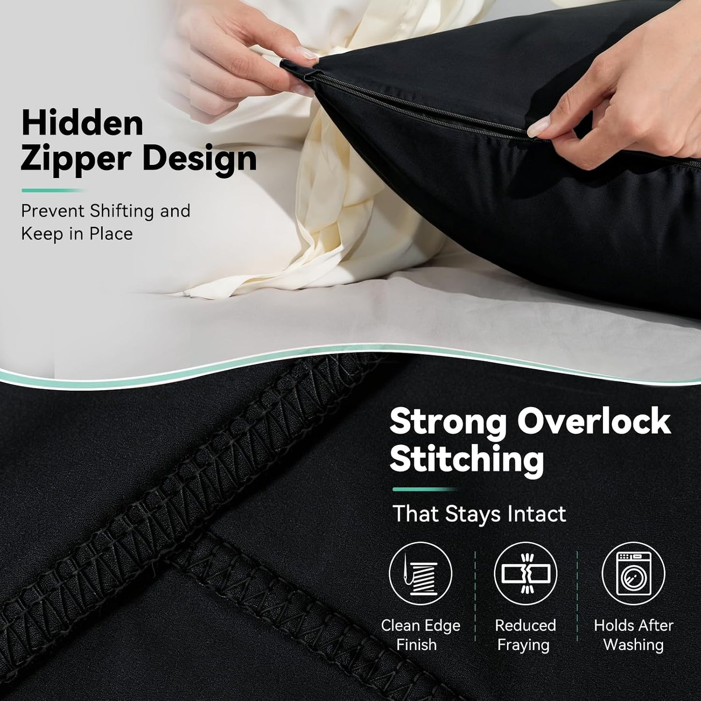 Cooling Curved Pillowcase for Side Sleeper Pillow - Rayon Derived from Bamboo Pillowcase with Zipper, Breathable and Soft Silky Cover for Hot Sleeper Protecting Hair & Skin Queen Size 2 Pack, White