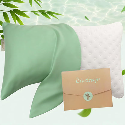 Cooling Curved Pillowcase for Side Sleeper Pillow - Rayon Derived from Bamboo Pillowcase with Zipper, Breathable and Soft Silky Cover for Hot Sleeper Protecting Hair & Skin Queen Size 2 Pack, White