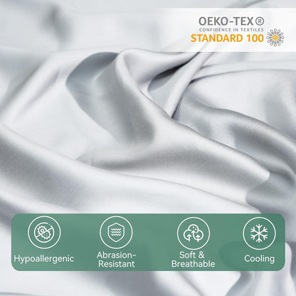 Cooling Curved Pillowcase for Side Sleeper Pillow - Rayon Derived from Bamboo Pillowcase with Zipper, Breathable and Soft Silky Cover for Hot Sleeper Protecting Hair & Skin Queen Size 2 Pack, White