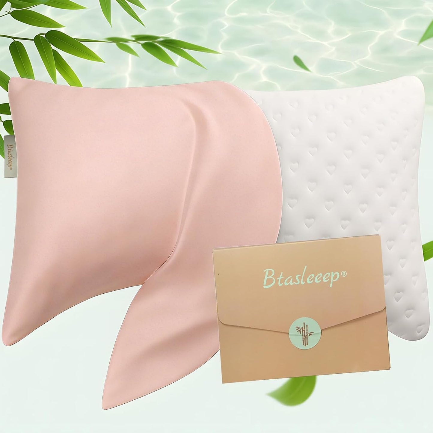 Cooling Curved Pillowcase for Side Sleeper Pillow - Rayon Derived from Bamboo Pillowcase with Zipper, Breathable and Soft Silky Cover for Hot Sleeper Protecting Hair & Skin Queen Size 2 Pack, White