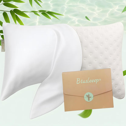Cooling Curved Pillowcase for Side Sleeper Pillow - Rayon Derived from Bamboo Pillowcase with Zipper, Breathable and Soft Silky Cover for Hot Sleeper Protecting Hair & Skin Queen Size 2 Pack, White