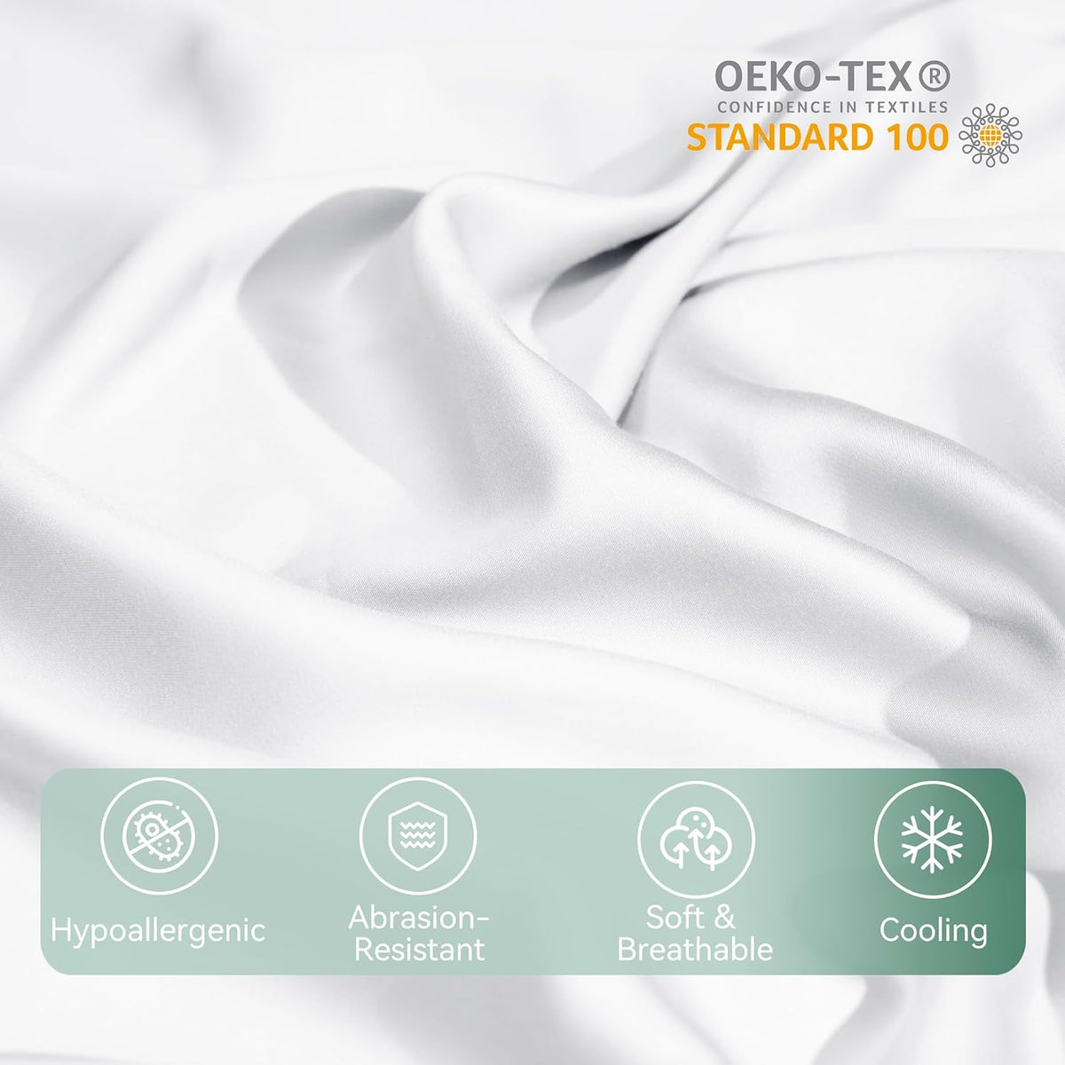 Cooling Curved Pillowcase for Side Sleeper Pillow - Rayon Derived from Bamboo Pillowcase with Zipper, Breathable and Soft Silky Cover for Hot Sleeper Protecting Hair & Skin Queen Size 2 Pack, White