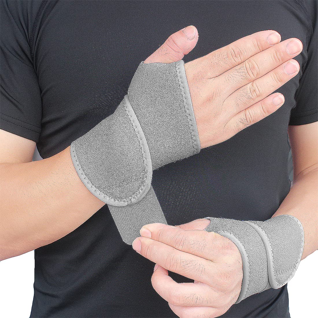 Wrist Brace Wrist Wraps for Carpal Tunnel 2 Pack Wrist Brace Compression Straps Hand Support, Adjustable Wrist Support for Arthritis and Tendinitis, Joint Pain Relief (Black)
