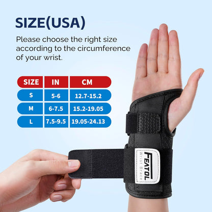 2 Pack Carpal Tunnel Wrist Brace For Work With Wrist Splint, 6.5'' Wrist Brace Night Support For Women Men, Pain Relief For Tendonitis, Arthritis, Pregnancy, Typing, Right and Left Hand, Medium