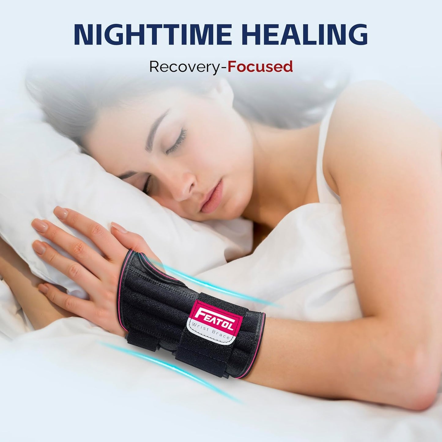 2 Pack Carpal Tunnel Wrist Brace For Work With Wrist Splint, 6.5'' Wrist Brace Night Support For Women Men, Pain Relief For Tendonitis, Arthritis, Pregnancy, Typing, Right and Left Hand, Medium